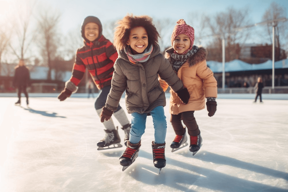 Skaters performing tricks at a modern skate park